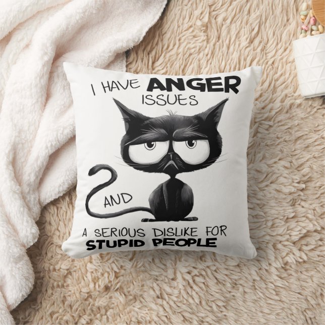 Coussin Cadeau drôle pour amateur de chats avec problèmes  (Couverture)