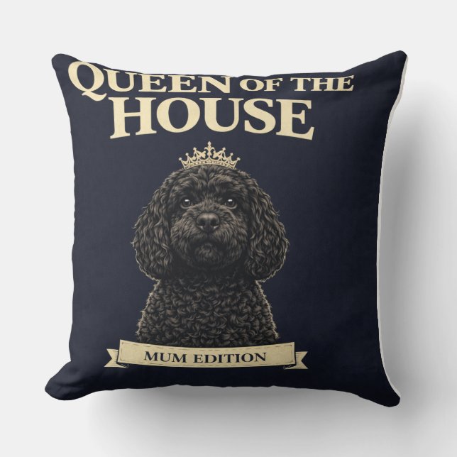Coussin Cadeau drôle pour maman Cockapoo | Reine de la mai (Recto)