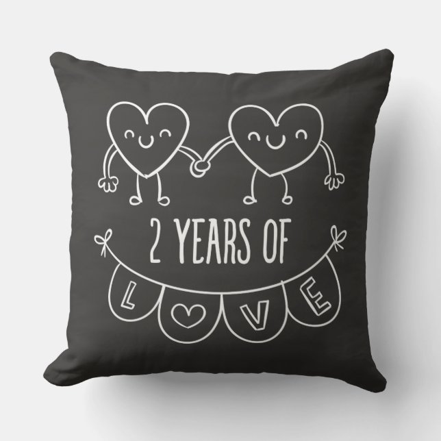 Coussin Cadeau Du 2E Anniversaire Pour Son Coeur De Balle  (Recto)