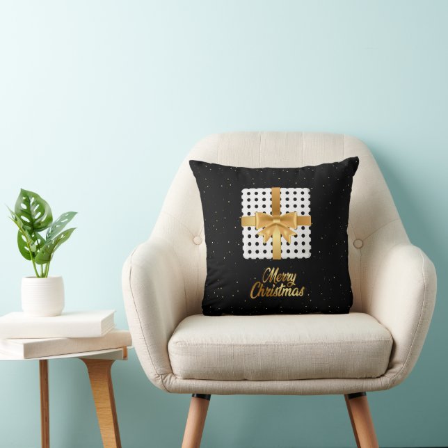 Coussin Cadeau élégant avec ruban doré et Pois (Chaise)