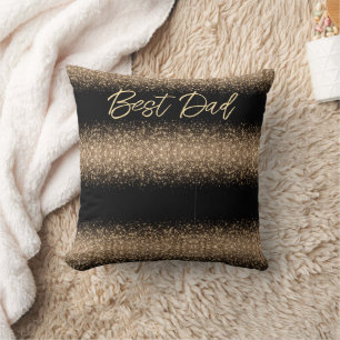 Coussin Cadeau élégant paillettes noir et or pour Papa