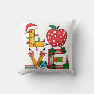 Coussin Cadeau Enseignant Crayon Apple Livres Amour