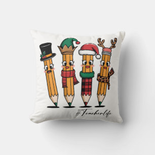 Coussin Cadeau Enseignant Vie d'enseignant au crayon