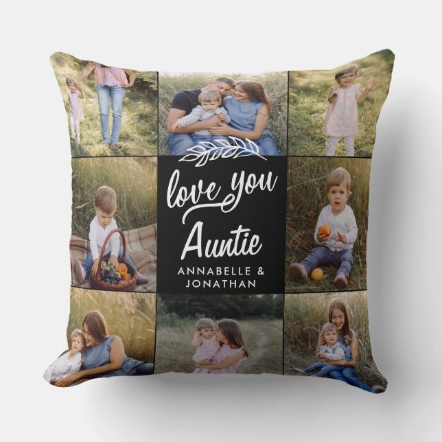 Coussin cadeau familial 8 photo petit-enfant simple  (Recto)