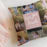 Coussin cadeau familial 8 photo petit-enfant simple<br><div class="desc">cadeau de famille 8 photo petit-enfant simple script moderne typographie coussin cadeau rose girly design. changer le nom</div>