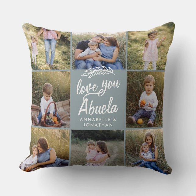 Coussin  cadeau familial 8 photo petit-enfant simple  (Recto)