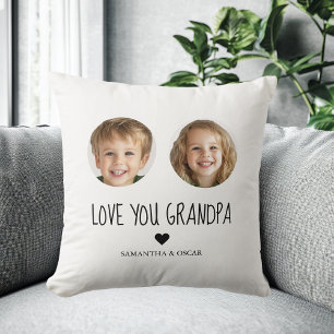 Coussin Cadeau grand-père personnalisé Visage de grand-e