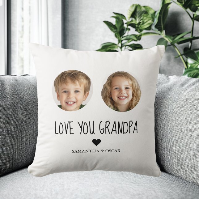 Coussin Cadeau grand-père personnalisé | Visage de grand-e (Créateur téléchargé)