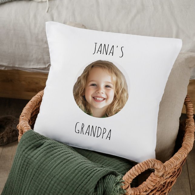 Coussin Cadeau grand-père personnalisé | Visage de grand-e (Créateur téléchargé)