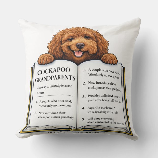 Coussin Cadeau Grands-parents Cockapoo | Chien Drôle (Recto)