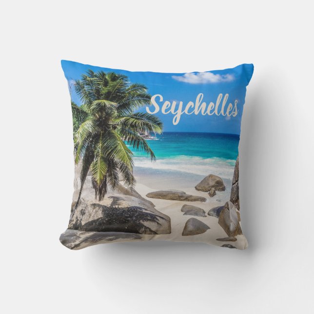 Coussin cadeau Mahe Seychelles Carana Beach (Recto)