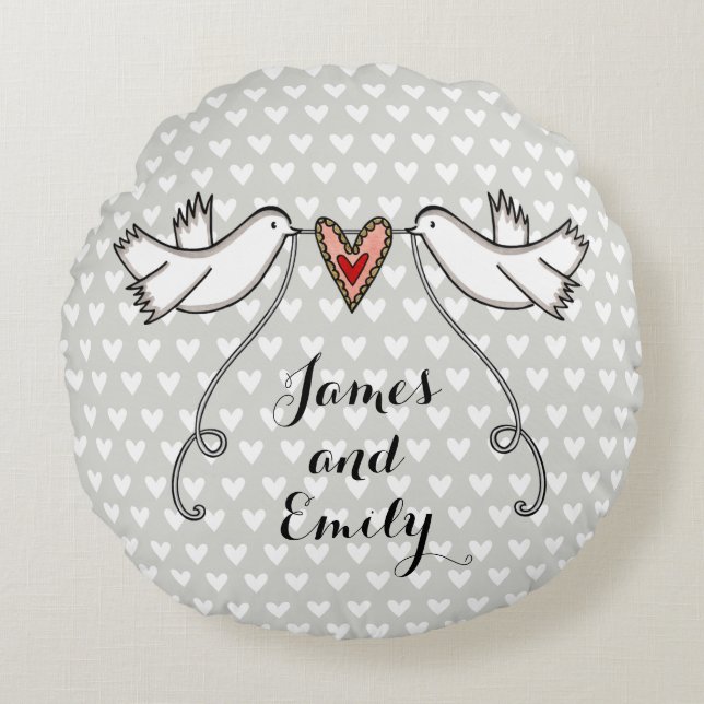 Coussin cadeau Mariage Doves blanches personnalisé (Devant)