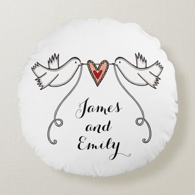 Coussin cadeau Mariage Doves blanches personnalisé (Devant)