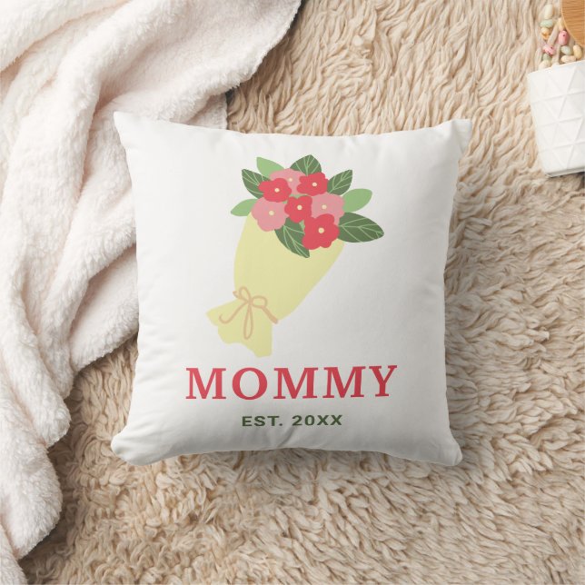 Coussin Cadeau mignon Bouquet Floral de l'année de Maman (Couverture)