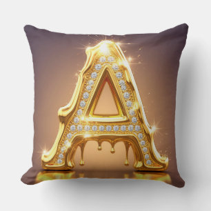 Coussin Cadeau Monogramme Lettre A en Or avec Diamants qui