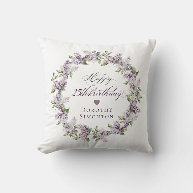 Coussin Cadeau personnalisé 25e anniversaire Purple Lilac (Recto)