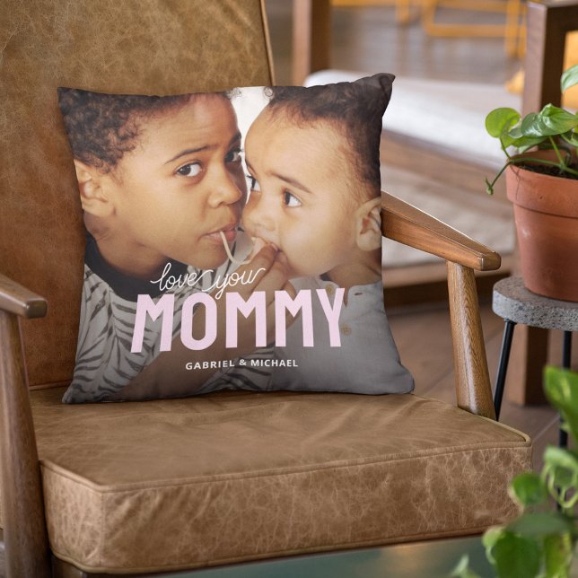 Coussin Cadeau personnalisé avec photo de maman et noms de (Créateur téléchargé)