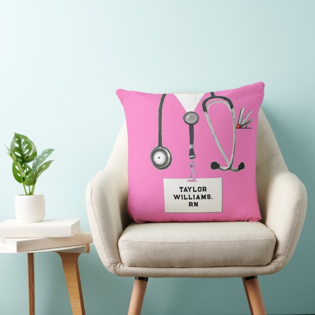 Coussin Cadeau personnalisé de diplôme d'infirmière (Chaise)