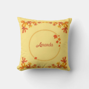 Coussin Cadeau personnalisé de feuilles d'automne orange