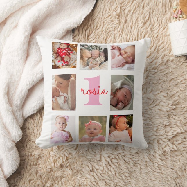 Coussin Cadeau personnalisé de monogramme de nom de bébé e (Couverture)