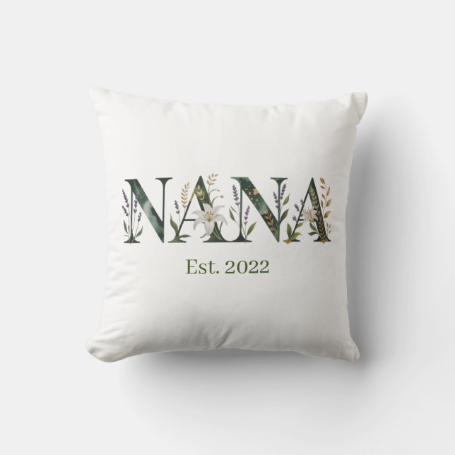 Coussin Cadeau personnalisé de Nana année d'estimation flo (Recto)