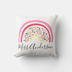Coussin Cadeau personnalisé de professeur Arc-en-ciel Rose