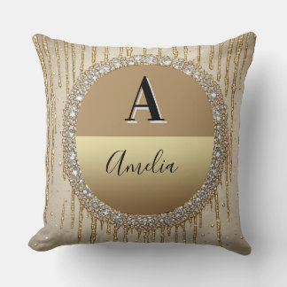 Coussin Cadeau personnalisé en or avec monogramme pour mar