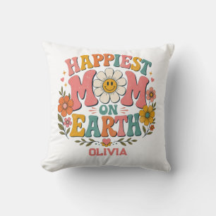 Coussin cadeau personnalisé maman la plus heureuse du mond