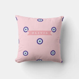 Coussin Cadeau Personnalisé Mauvais Œil Rose Mignon sur Me
