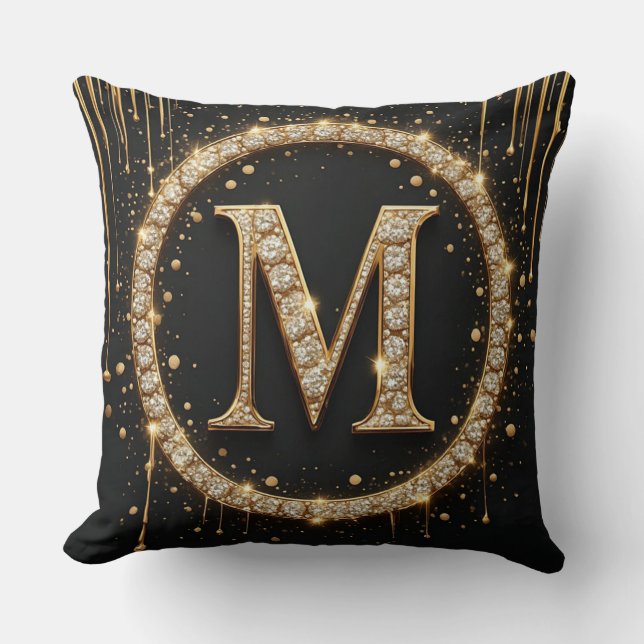 Coussin Cadeau personnalisé monogramme initiale lettre M d (Recto)