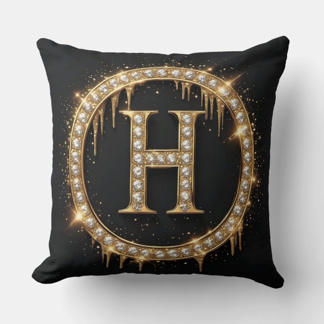 Coussin Cadeau Personnalisé Monogramme Lettre Initiale H (Recto)