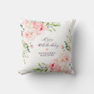 Coussin Cadeau personnalisé pour 40 ans Fleur rose