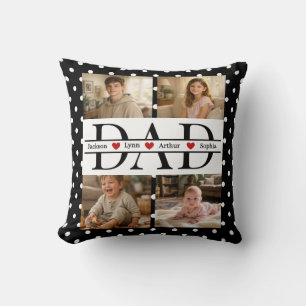 Coussin Cadeau personnalisé pour papa avec 4 photos élégan
