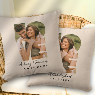 Coussin Cadeau personnalisé simple moderne photo d'amour j