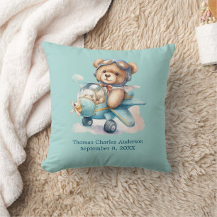 Coussin Cadeau personnalisé Teddy Bear Avion Baby Boy