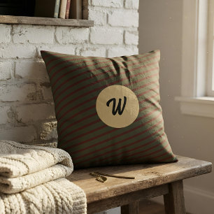 Coussin Cadeau personnalisé vert et rouge rayé Prépa