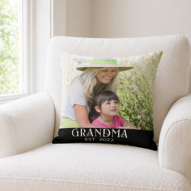 Coussin Cadeau photo de grand-mère établie  (Créateur téléchargé)