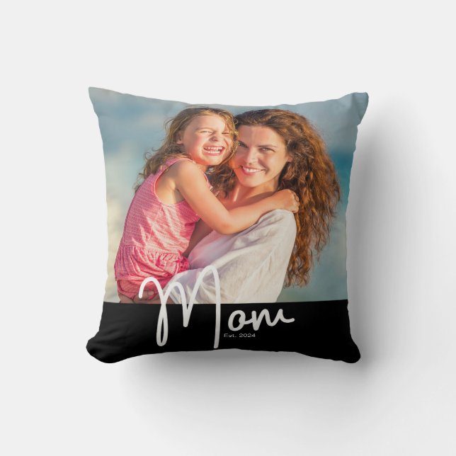Coussin Cadeau photo Maman Établie  (Recto)