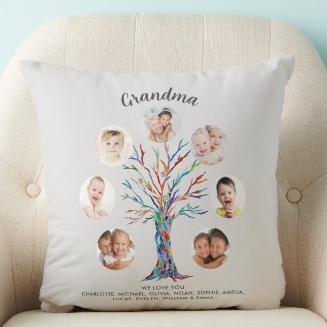 Coussin Cadeau Photo Mémorable Grand-Mère Gris (Créateur téléchargé)