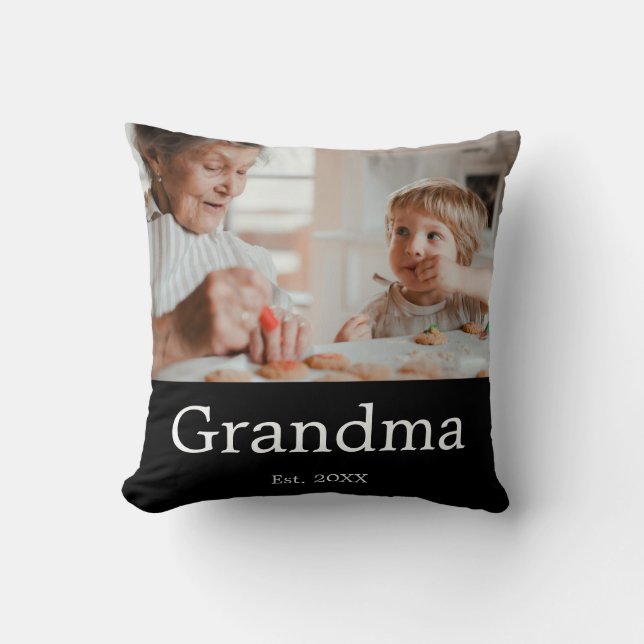 Coussin Cadeau Photo Moderne Établie par Grand-mère (Recto)