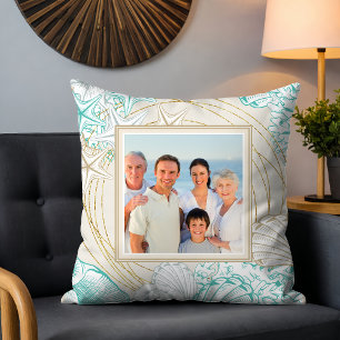 Coussin Cadeau photo personnalisé de coquillages côtiers
