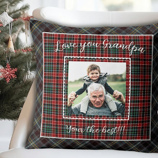 Coussin Cadeau photo Rustique Plaid Grand-pa