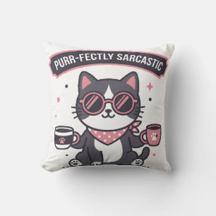 Coussin Cadeau pour amateur de café avec bandana de chat c