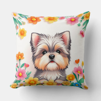 Coussin Cadeau pour amateur de chien Chien floral