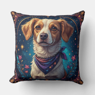 Coussin Cadeau pour amateur de chien et de fleurs colorées