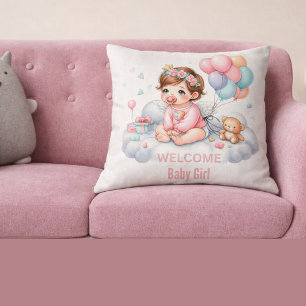Coussin Cadeau pour Baby Shower Rose Pastel