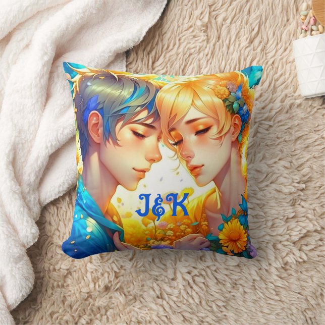 Coussin Cadeau pour couple romantique | Garçon et fille d' (Couverture)
