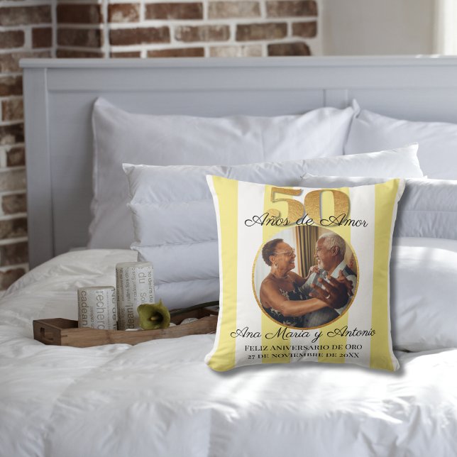 Coussin Cadeau pour couples espagnols pour leur 50e annive (Créateur téléchargé)