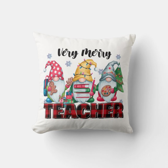 Coussin Cadeau pour Enseignant | Enseignant Très Joyeux (Recto)
