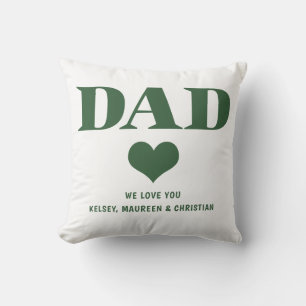 Coussin Cadeau pour papa avec des noms d'enfants Vert